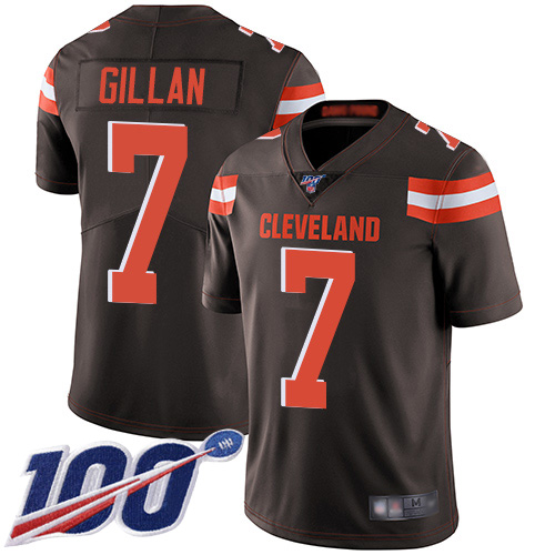 Cleveland Browns Jamie Gillan Men Brown Limited Jersey #7 NFL Football Home 100th Season Vapor Untouchable->cleveland browns->NFL Jersey